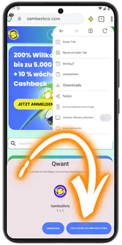 Bestatige die Installation Samba Slots App