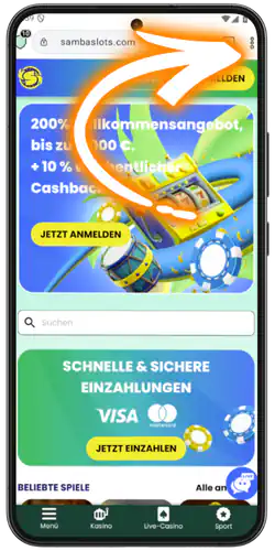 Besuche die offizielle Website Samba Slots App