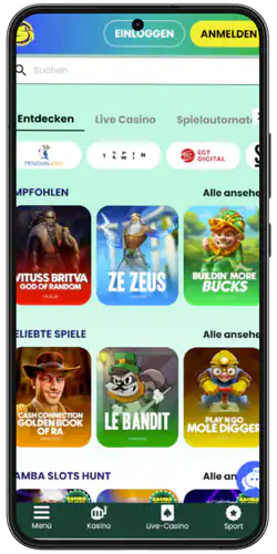 Finde den Bereich Spiele Samba Slots App