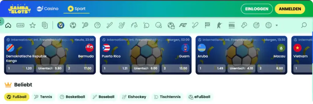 Samba Slots Casino Einheitliches Konto