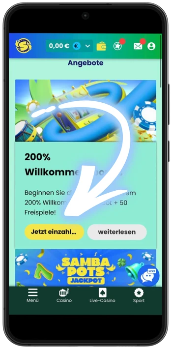 Samba Casino Bonus aufrufen