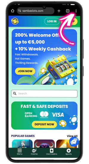 Samba Slots Casino main page